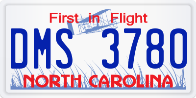 NC license plate DMS3780