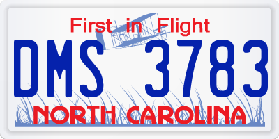 NC license plate DMS3783