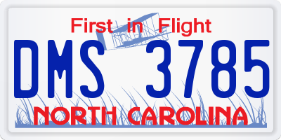 NC license plate DMS3785