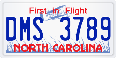 NC license plate DMS3789