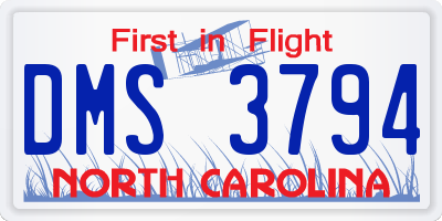 NC license plate DMS3794