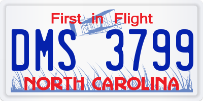 NC license plate DMS3799