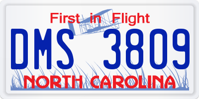 NC license plate DMS3809