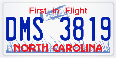 NC license plate DMS3819