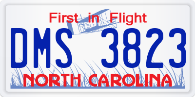 NC license plate DMS3823