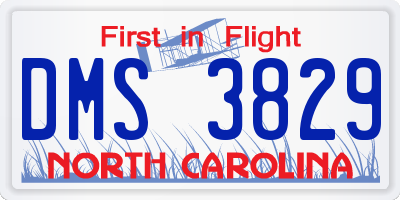 NC license plate DMS3829