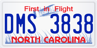 NC license plate DMS3838