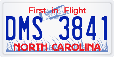 NC license plate DMS3841