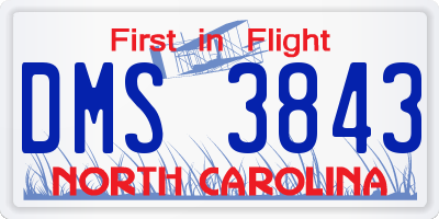 NC license plate DMS3843