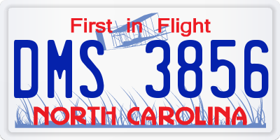 NC license plate DMS3856