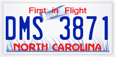 NC license plate DMS3871