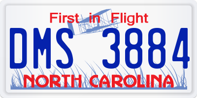 NC license plate DMS3884