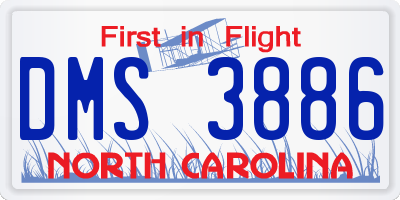NC license plate DMS3886