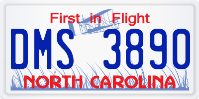 NC license plate DMS3890