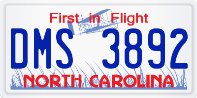 NC license plate DMS3892