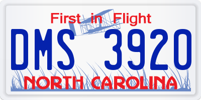 NC license plate DMS3920
