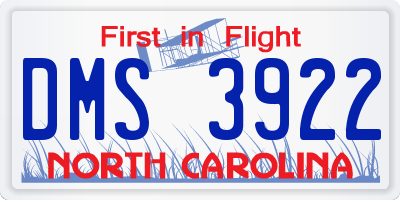 NC license plate DMS3922