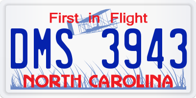 NC license plate DMS3943