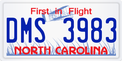 NC license plate DMS3983