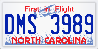 NC license plate DMS3989