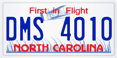 NC license plate DMS4010