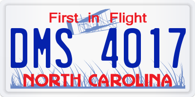 NC license plate DMS4017