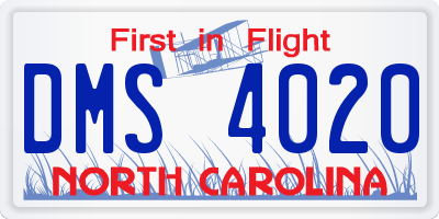NC license plate DMS4020