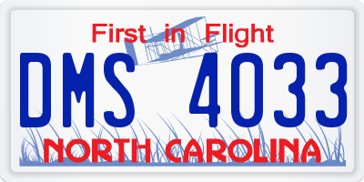 NC license plate DMS4033