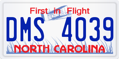 NC license plate DMS4039