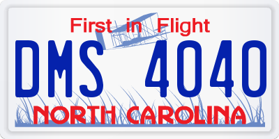 NC license plate DMS4040