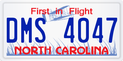 NC license plate DMS4047