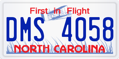 NC license plate DMS4058