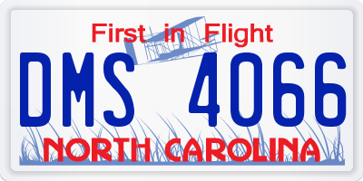 NC license plate DMS4066