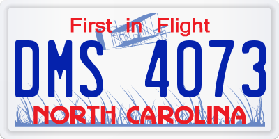 NC license plate DMS4073