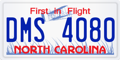 NC license plate DMS4080