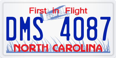 NC license plate DMS4087