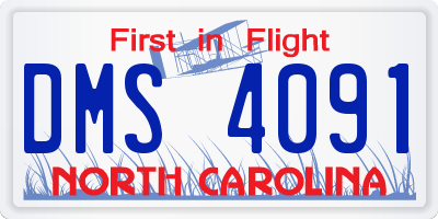 NC license plate DMS4091