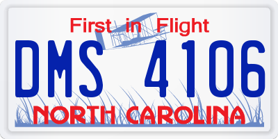 NC license plate DMS4106