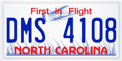 NC license plate DMS4108