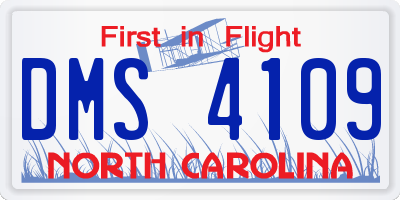 NC license plate DMS4109