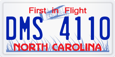 NC license plate DMS4110