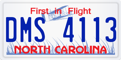 NC license plate DMS4113