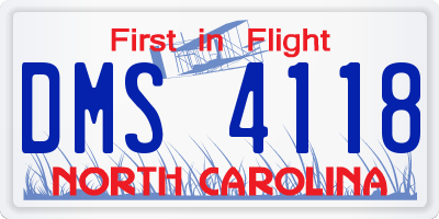 NC license plate DMS4118
