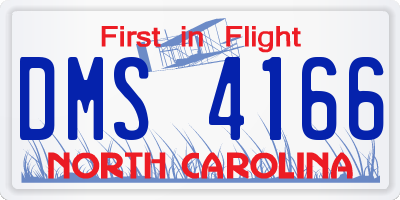 NC license plate DMS4166