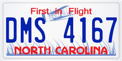 NC license plate DMS4167
