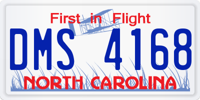 NC license plate DMS4168