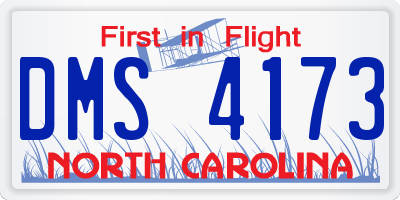 NC license plate DMS4173