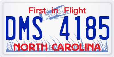 NC license plate DMS4185