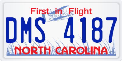 NC license plate DMS4187