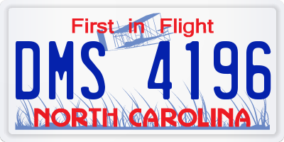 NC license plate DMS4196